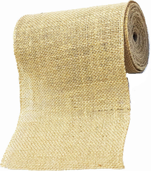 Burlap Jute Ribbon 5 inch x 30 feet Tight Weave and Finish Edges | Jute- Burlap Roll of 10 Yards Eco-Friendly, Natural Ribbon Rolls (Natural, 5 In...