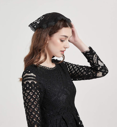 FANFAN Headcovering Lace Church Veil Headpiece Vintage-Inspired Chapel Cap Veil Y034...