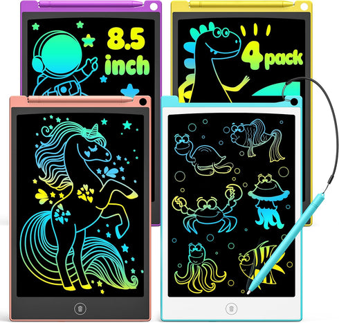 TECJOE 4 Pack LCD Writing Tablet, 8.5 Inch Colorful Doodle Board Drawing Tablet for Kids, Kids Travel Games Activity Learning Toys Christmas Birth...