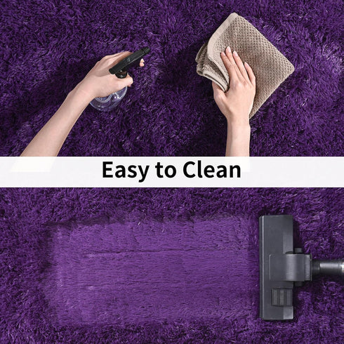 Soft Runner Rugs for Bedroom Hallways, 2x6 Purple Fluffy Shag Throw Area Rug Non Slip for Bedside Dorm, Long Shaggy Furry Carpet for Nursery Livin...