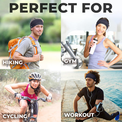 French Fitness Revolution - Stretchy Sports Headband for Men & Women - Guys Sweatband for Running, Cycling, Basketball, Yoga, Fitness - Moisture W...