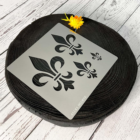 Aleks Melnyk No.250 Metal Stencil, Fleurs de Lys Symbole, French fleur-de-lis, Lily Flower, Ornament, Vintage, Patterns, Template for Wood Burning...