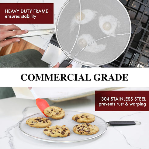 BergKoch Splatter Screen for Frying Pan - 9.5 Inch Stainless Steel Grease Splatter Guard - Cover Oil Splash when Sizzling Bacon, Cooking Fried Chi...