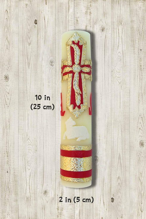 Easter Lent Candle Alpha Omega Sheep Catholic Candle...