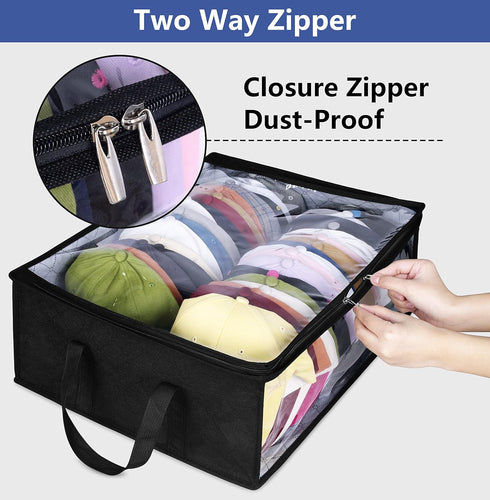 AOODA Wide Hat Storage for Baseball Caps, Large Capacity Hat Organizer for Closet Cap Holder Holds up to 40 Hats, Black...