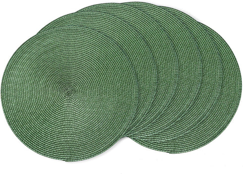 AHHFSMEI Round Braided Placemats 15 Inch Round Table Mats for Dining Tables Natural Woven Heat Resistant Place mats Set of 6 (Olive Green)...