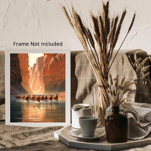 Posterizer 1 pcs-classic cattle drive scene in the American West 3-Western Art-Men's Art Collection-Living Room Bedroom Decor- unframed wall art...