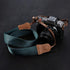 Padwa Lifestyle Dark Blue Green Camera Strap -Double Layer Crazy Horse Cowhide End,1.5" Wide Pure Cotton Woven Camera Straps,Adjustable Neck Shoul...