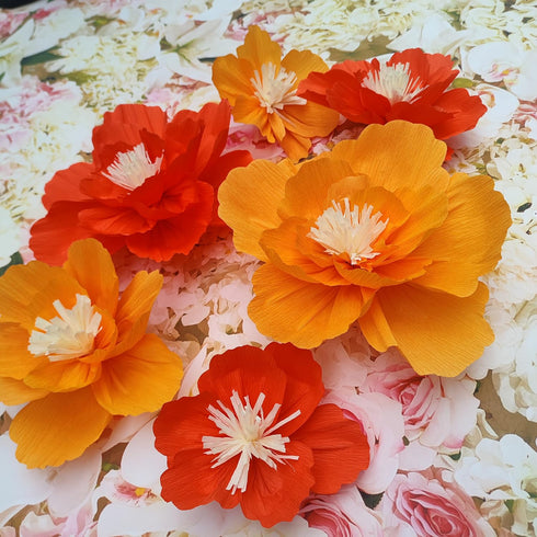 Crepe Paper Flowers for Birthday Party Floral Backdrop Nursery Room Decoration Pack of 6 (Oranges)...