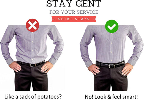 STAY GENT Y-Style Shirt Stays For Men with Non-Slip Locking Clamps and Adjustable Elastic Straps...