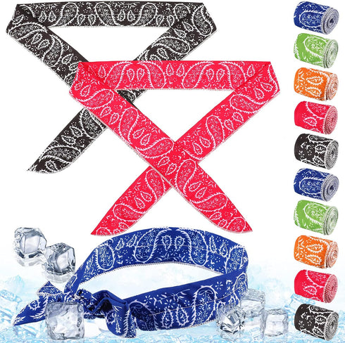 10 Pieces Ice Cool Scarf Summer Cooling Scarf Neck Wrap Headband Cooling Scarf Instant Chill Neck Scarf Soaked Tie Around Neck for Summer Outdoor ...