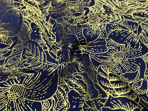 S&W SHLAX&WING Tie Sets for Men Silk Grooms Neckties Gold Floral Blue Matching Pocket Square Only...