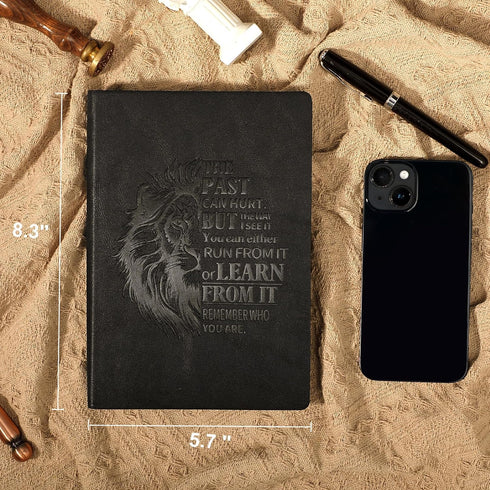 Leather Journal for Men Soft Cover 256 Pages Notebook Lined Journals for Writing A5 Lion Journaling Notebooks Vintage Inspirational Diary, 5.7" x ...