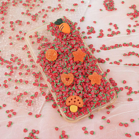 Framendino, 100g Strawberry Slime Charms Resin Flatbacks Polymer Clay Sprinkles for DIY Crafts Decoration...
