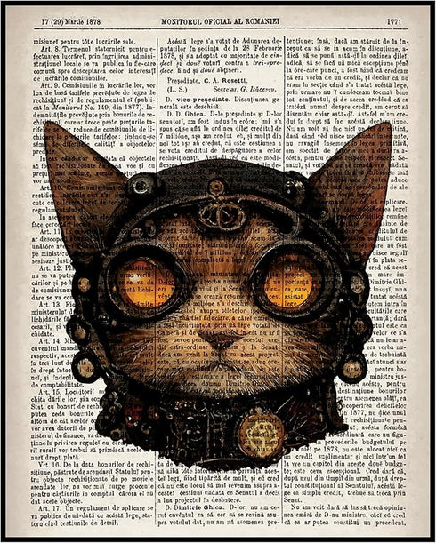 Posterizer 1 pcs-Steampunk Cat in Goggles-Retro Art-Art for Animal Lovers-Gift for Steampunk or Goth Fans-Living Room Bedroom Decor- unframed wall...