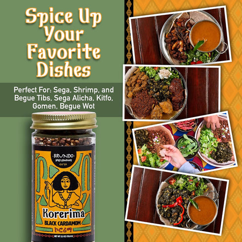Brundo Spice Company Ethiopian Korerima | Authentic Ethiopian Black Cardamom | Hand-Picked & Naturally Processed | Harvested & Imported from Ethio...