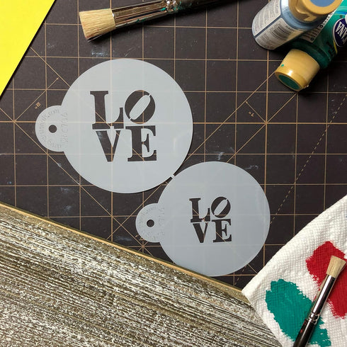 Designer Stencils LOVE Sculpture Cookie Stencil Set, Beige/Semi-Transparent...