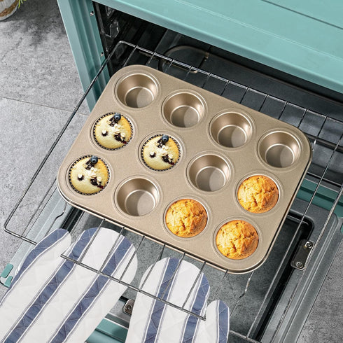 Mini Muffin Pan, Premium Small Cupcake Pans, Carbon Steel 12-Cup Muffin Tin, Versatile Non-Stick Bakeware...