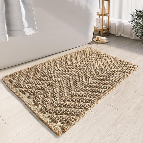 Bathroom Floor Mat,Boho Bath Mat,Super Absorbent Bath Mat,Bathroom Rugs Non Slip Washable, Quick Dry Shower Mats, Ultra Soft Bath Mat Towel,Brown,...