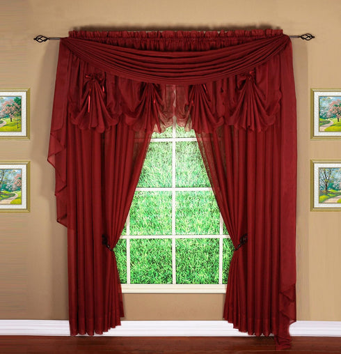 Today's Curtain Emelia Original Voile Scarf 144", Burgundy, 45" W x 144" L...