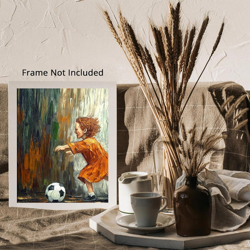 Posterizer 1 pcs-classic oil paintings inspired-child playing football / soccer-Sports & Hobby Art Gifts for sports fans Decor for Home & Office- ...