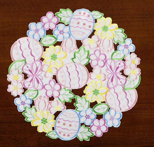 Easte Egg Placemat 14" Set of 4 Cutwork Embroidered Spring Flowery Floral Eggs Dresser Scarf for Home Kitchen Dining Spring Holiday Tabletop Decor...