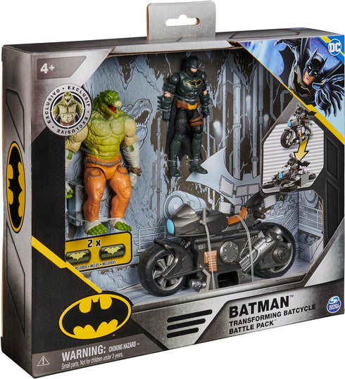 DC Comics, Batman Transforming Batcycle Battle Pack with Exclusive 4-inch Killer Croc and Batman Action Figure, Kids Toys for Boys and Girls Ages ...