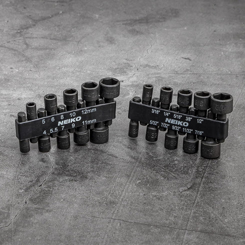 NEIKO 10068A Nut Driver Set, For Impact Drill and Driver, 20 Piece, 1/4” Hex Small Nut Driver Bit Set, Metric and Standard, 4-12 mm & 5/32”-1/2”, ...