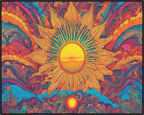 Posterizer 1 pcs- psychedelic funky hippie colorful sun 2-Fantasy & Fiction Art-Retro Art- Living Room Bedroom Decor- unframed wall art...