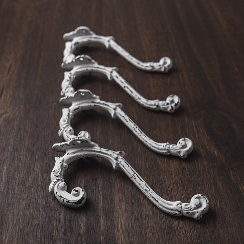 CRAFTSMAN ROAD Vintage Cast Iron Wall Hooks (Antique White Finish, Set of 4) - Rustic, Farmhouse, Shabby Chic, French Country Coat Hooks | Great f...