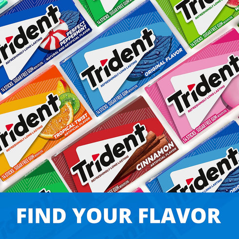 Trident Perfect Peppermint Sugar-Free Chewing Gum, 12 Packs of 14 Pieces (168 Total Pieces)...