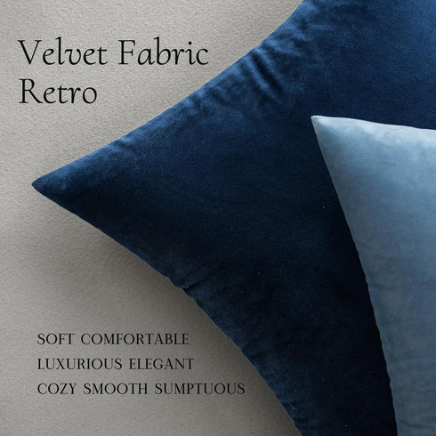 MIULEE Velvet Throw Pillow Covers 18x18 Inch, Pack of 2 - Dark Blue, Super Soft Decorative Square Cushion Cases Modern Luxury Home Decor for Sofa,...