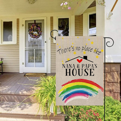 Welcome Garden Flags Yard Lawn Double Sided Home Decor Summer Yard Flag There's No Place Like Nana&Papa's House Porch Patio Backyard Outdoor House...