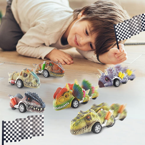 Dinosaur Toys for Ages 2-4, Pack of 6 | Pull Back Dinosaur Cars for Kids | 4 Inch Pull Back Cars for Boys Age 4-7 | Dinosaur Car Toys | Pull Back ...