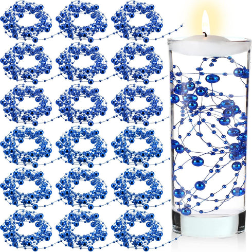 Hicarer 157 Feet 24 Strings Pearl String for Floating Candles Highlight Faux Pearl as Vase Filler Ideal for Wedding Party Garland Home Table Cente...