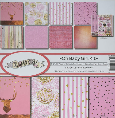 Reminisce (REMBC) Oh Baby Girl Scrapbook Collection Kit, Multicolor, 12x12 inches...