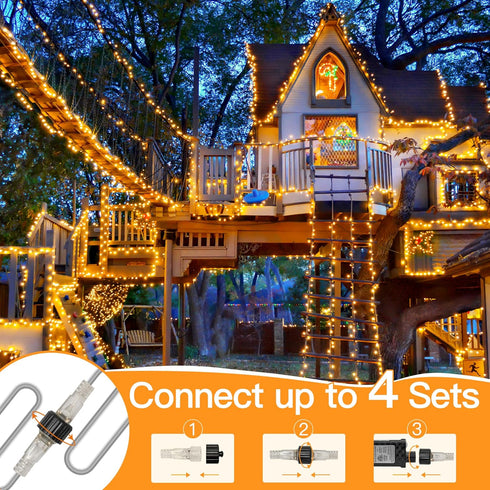 150 LED Christmas String Lights 49 FT, 8 Modes Plug in Waterproof Fairy Lights with Timer, Warm White Christmas Lights for Bedroom Party Wedding I...