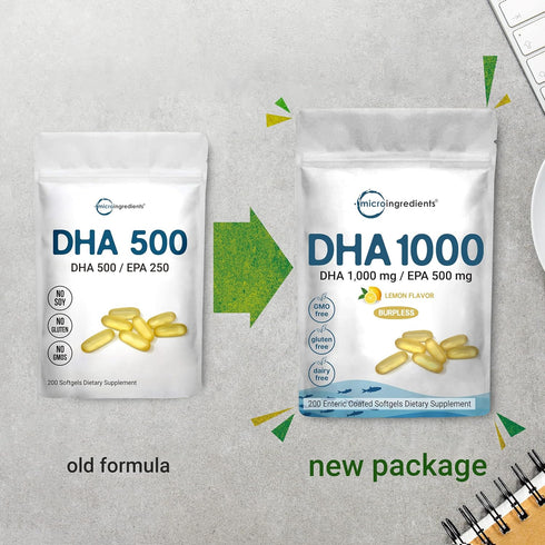 Omega 3 Fish Oil DHA Supplements 1000mg with EPA 500mg, 200 Softgels – Lemon Flavored, Burpless (Enteric Coated) | Deep Sea Fresh Fish, Wild Caugh...