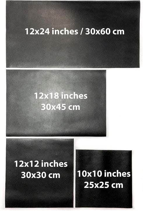 Real Genuine Black Calf Hide Leather: Thick Leather Cow Hide Black Leather Sheets for Crafting (Black, 8x10In/ 20x25cm)...