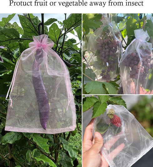50pcs Large Organza Bags 8X12 inch Pink Mesh Bags Drawstring Jewelry Gift Bag for Baby Shower Birthday Wedding Party Favor Goodie Candy Bags (Pink...