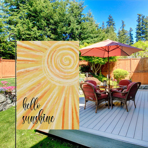 Hello Sunshine Summer Garden Flag 12x18 Vertical Double Sided Gold Farmhouse Holiday Outside Decorations Burlap Yard Flag...