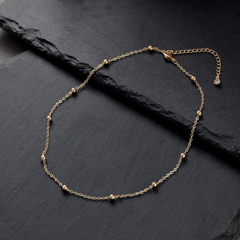 MEVECCO Gold Dainty Bead Plain Chain Choker Necklace for Women,14K Gold Plated Cute Tiny Satellite Chain Boho Minimalist Simple Choker Necklace fo...