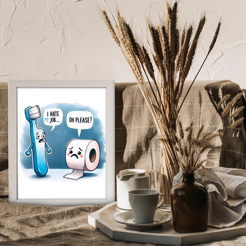 Posterizer 1 pcs-funny gag housewarming gift-toothbrush and TP-Comedy Art-Typography Art-Gift for Men Women Entrepreneur Teens-Bathroom, restroom ...
