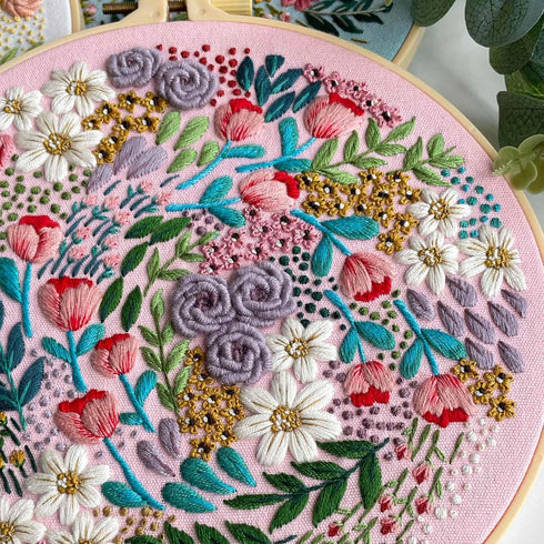 Myfelicity Embroidery kit for adults, Embroidery Material Set with Cute Flowers and Plants Patterns. 3 Embroidery Clothes and Colors Threads. 1 Ho...