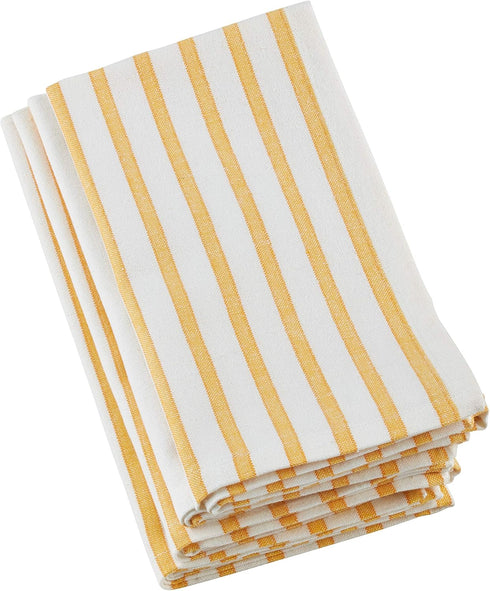 Saro Lifestyle Striped Design Cotton Table Napkin (Set of 4), 20", Yellow...