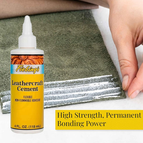 Fiebing's Leathercraft Cement - 4 oz Leather Glue Adhesive - Quick Drying, High Strength, Flexible, Permanent Bonding Leather Repair for Jackets, ...