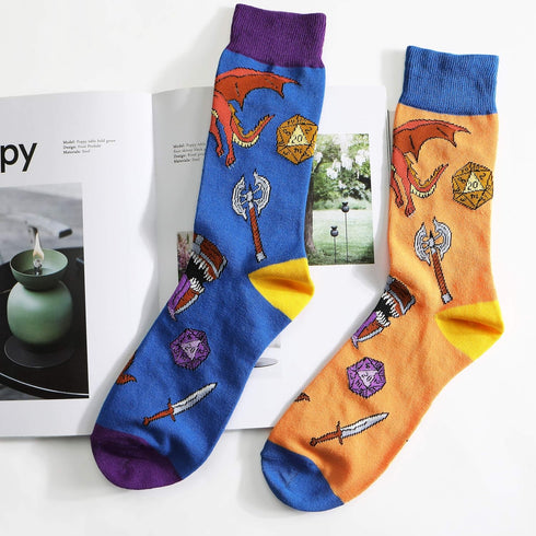 Fantasydice Novelty Gamer Socks Set - Cthulhu and D&D Themed Funny Crew Socks (2 Pairs)...