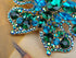 Alilang Golden Tone Sparkle Green Blue Crystal Rhinestones Butterfly Insect Brooch Lapel Pins for Hat Bag Suit Tie...
