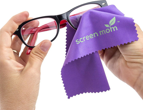 Screen Mom Screen Cleaner Kit for Laptop, Phone Cleaner, iPad, Eyeglass, LED, LCD, TV - Includes 2oz Spray and 2 Purple Cleaning Cloths...
