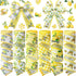 6 Rolls 30 Yards Lemon Wired Edge Ribbon Summer Yellow Lemon Gnome Truck Craft Ribbons Lemon Buffalo Plaid Check Stripe Farmhouse Fabric Ribbon fo...
